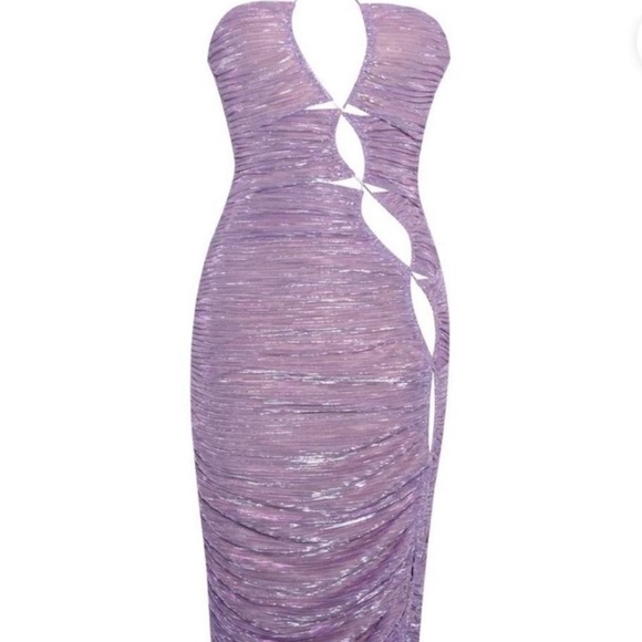 Parris Purple Cutout Ruched Chiffon Maxi Dress - Miss Circle - Picture 2 of 6